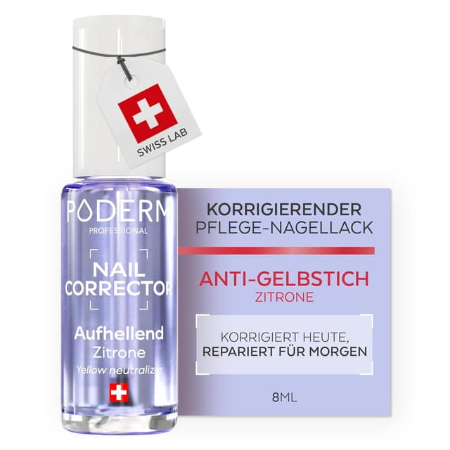 Detalle de PODERM Korrigierender & perfektionierender Pflege-Nagellack gegen gelbe Nägel mit Zitronen-Extrakt (8 ml)