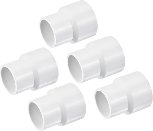 Detalle de TA-VIGOR PVC Reducer Coupling, 50mm x 32mm pipe fitting adapter (2 pack) – white