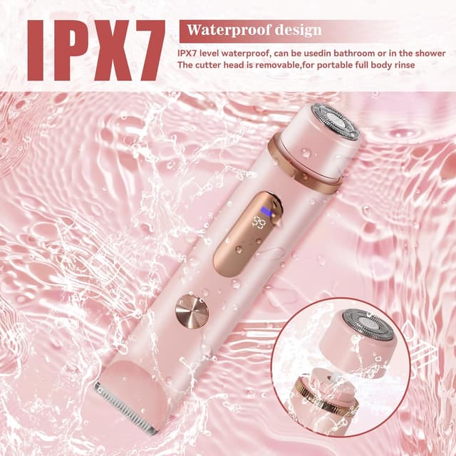Detalle de Pink 2-in-1 Bikini Trimmer for Women (Waterproof Electric Razor + Hair Trimmer)