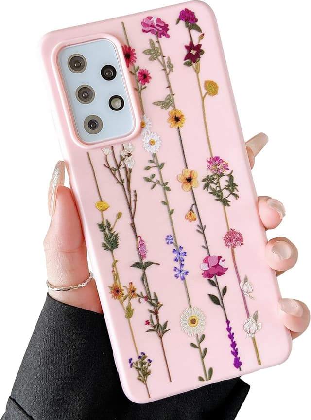 Detalle de ZTOFERA Blumen Hülle für Samsung Galaxy A52 4G/5G und A52s 5G – weiche Silikon-Schutzhülle mit Kletterblumen Muster, Rosa