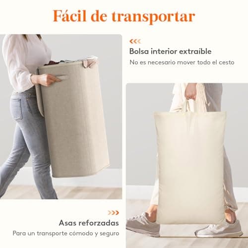 Thumbnail 6 de Lifewit cesto ropa sucia 105 L beige