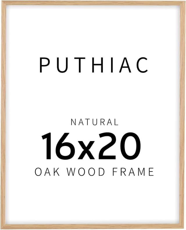 Detalle de Puthiac 16x20 Solid Oak Wood Picture Frame (Plexi Front) — Fits 12x16 with Mat or 16x20 Without Mat, Wall Display Only
