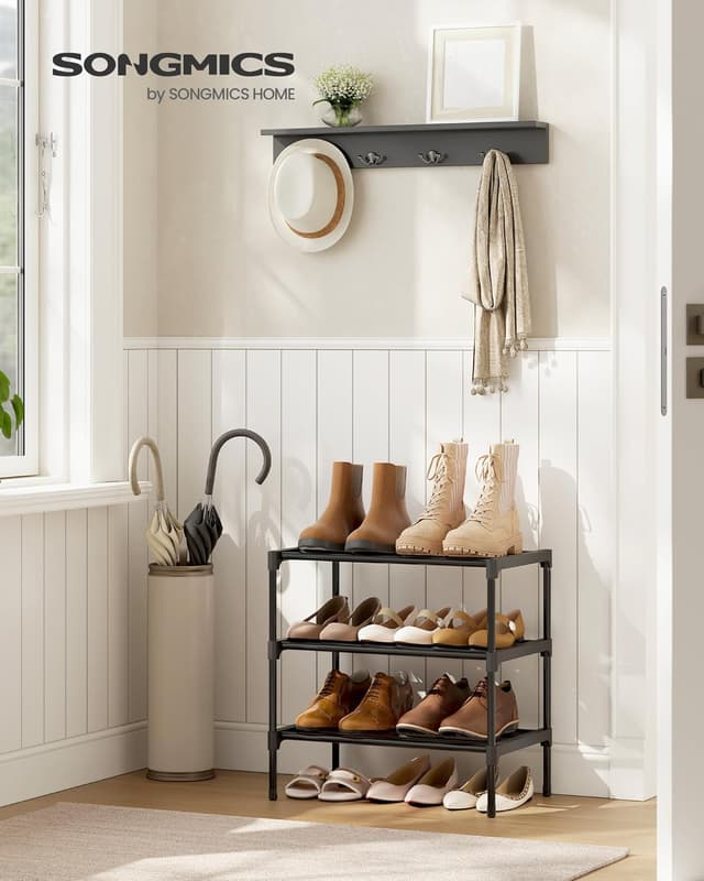 Thumbnail 1 de SONGMICS Scarpiera slim LSA113BH01 con 3 ripiani, 30 x 45 x 48,5 cm (impilabile, in metallo)