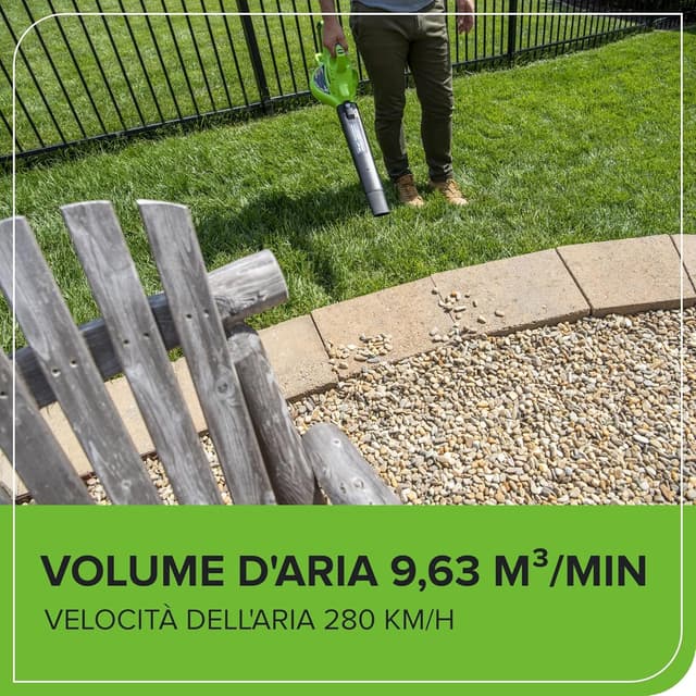 Detalle 2 de Greenworks 40V aspiratore soffiatore foglie con motore brushless e ventola trituratrice (GD40BV) – senza batteria