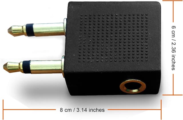 Detalle de Mobi Lock Gold Plated Airplane Flight Headphone Adapters (2 pcs) – Use Your Own 3.5 mm Headphones