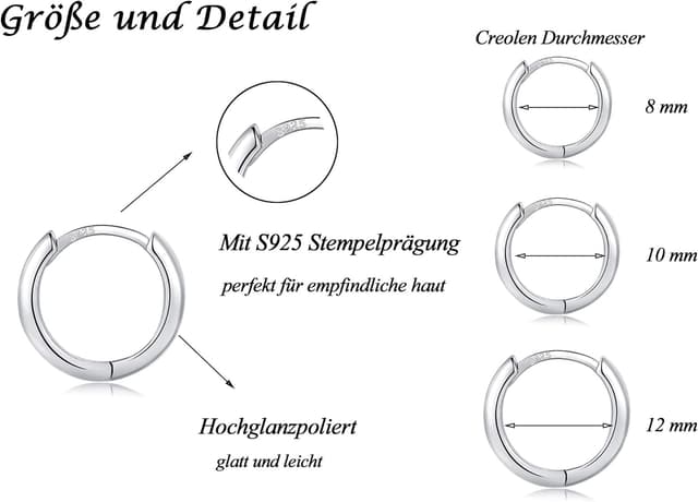 Thumbnail 4 de CERSLIMO Creolen Silber 925 Set 8mm