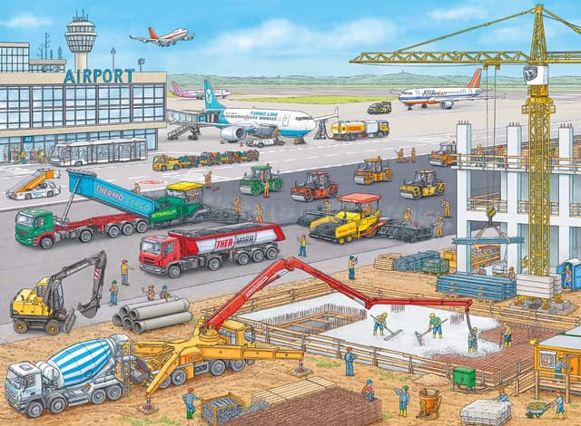 Detalle de Ravensburger Puzzle pour enfants 10624 – Chantier à l’aéroport, 100 pièces XXL (à partir de 6 ans)