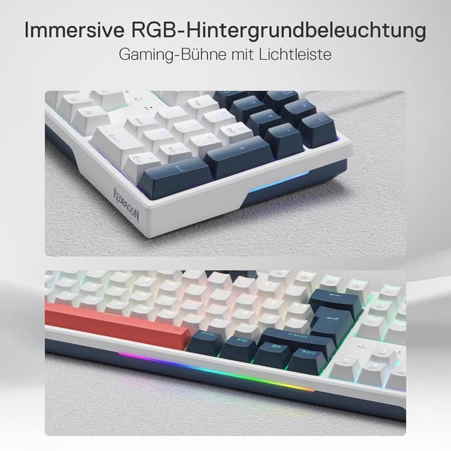 Detalle 2 de Redragon K668 QWERTZ Gaming-Tastatur (105+4 Tasten) mit Hot-Swap, RGB und roten Schaltern