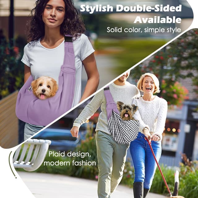 Detalle de Pawaboo Hundetragetasche für kleine Hunde (wendbar, freihändig) – violett