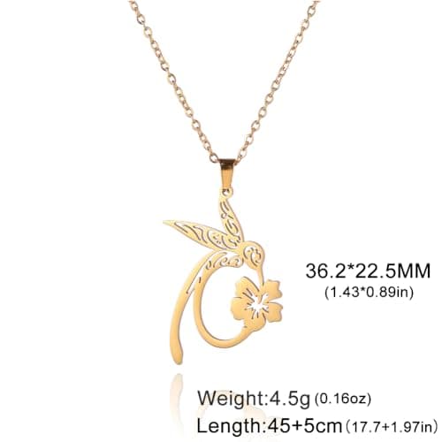 Detalle de Dreamtimes Collar colgante Colibrí Cardenal con flor (oro) para mujeres