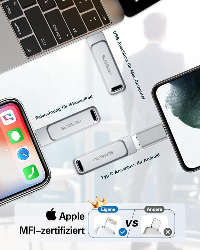 Detalle 2 de BLANBOK+ iPhone MFi-USB Stick 128 GB