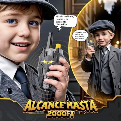 Detalle de Kidluna Walkie Talkies Niños con Ojos Luminosos y diseño murciélago, alcance hasta 600 m