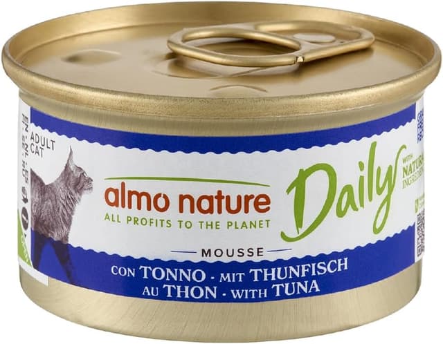 Detalle de almo nature Daily Nassfutter für Erwachsene Katzen – Mousse mit Thunfisch (85 g), Packung mit 24