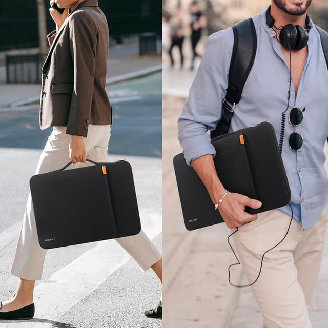 Detalle de ROEPHY Laptoptasche für 17–17,3 Zoll – stoßfeste Slim Hülle mit Tragegriff (Schwarz)