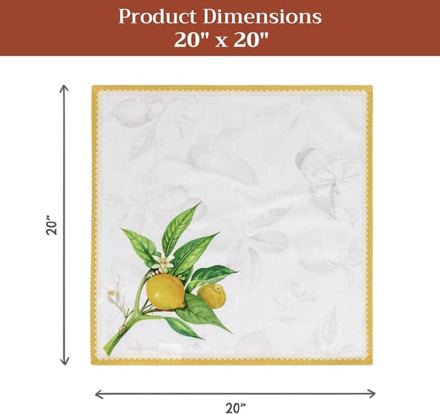 Thumbnail 6 de Maison d'Hermine 100% Cotton Cloth Napkins Set of 4 (Limoncello) 20" x 20