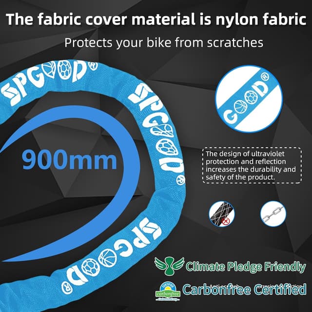 Detalle de SPGOOD Fahrradschloss mit Kette, 90 cm, 3 Schlüssel – 6 mm Kettenglieder & wasserdichte Abdeckung