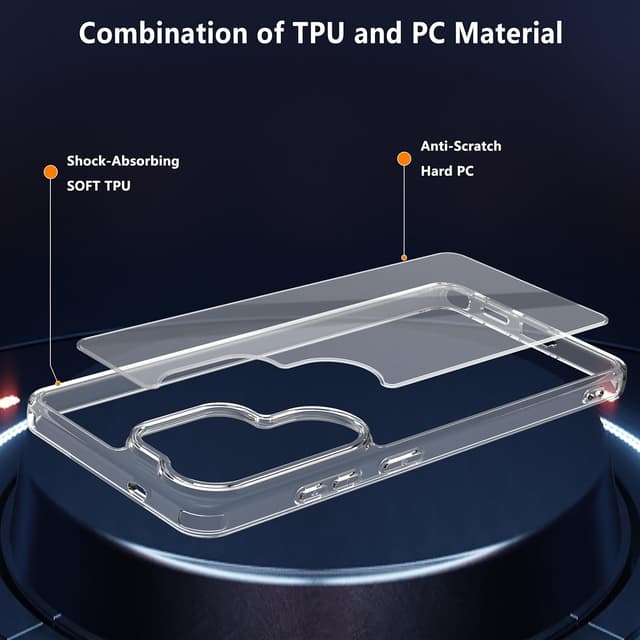 Detalle 2 de Anoowkoa Custodia Custodia Cover Trasparente per Samsung Galaxy S26 Ultra 5G + 2 Vetri Temperati, TPU e PC antiurto