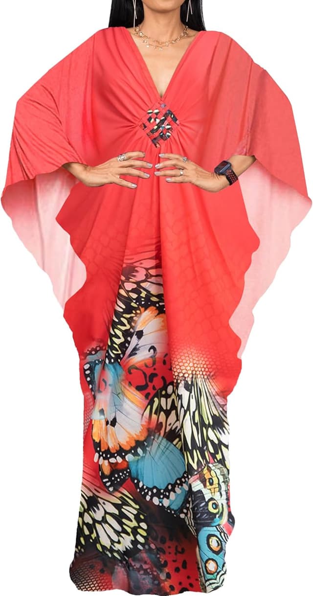Detalle 2 de Bsubseach Women’s Ethnic Print Kaftan Beach Dress (Plus Size) Swimsuit Cover-Up