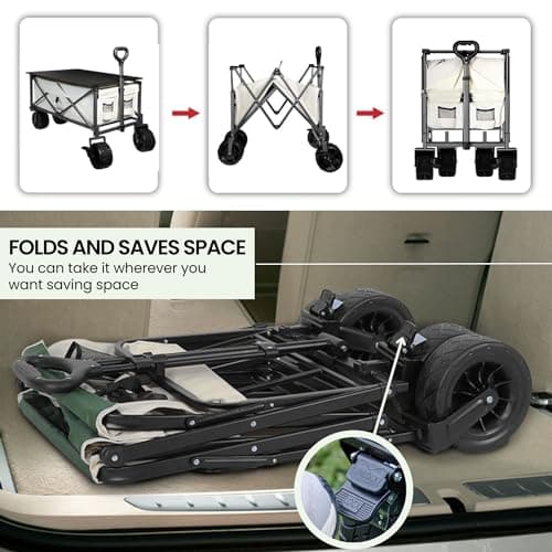 Detalle de Carro de playa y camping plegable MAGIC SELECT con ruedas grandes, bolsa y mango ajustable