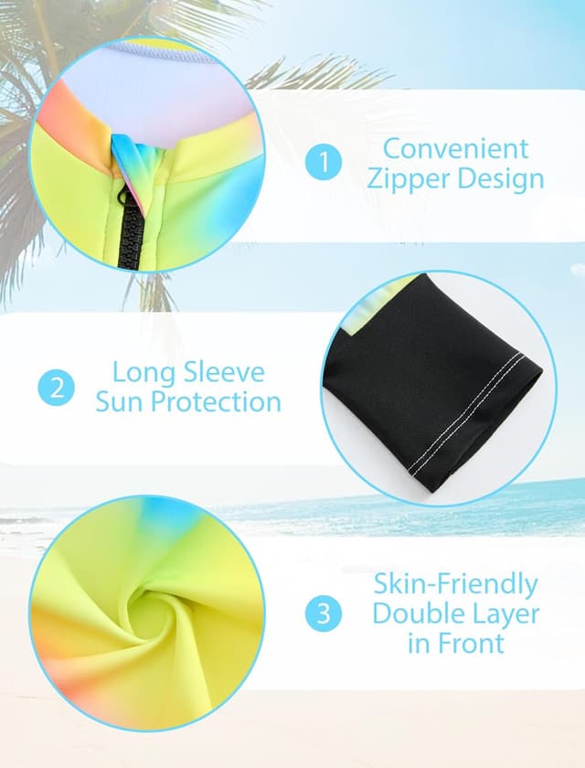 Thumbnail 6 de JiAmy Mädchen Badeanzug Zweiteiler Set (Langarm UV-Schwimmshirt mit Badehose) für 7–12 Jahre, Gr. 122–152