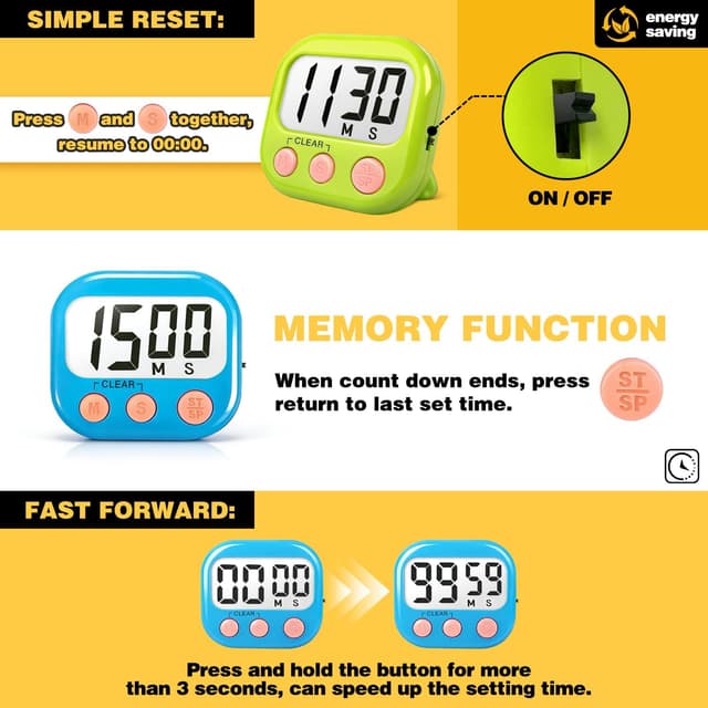 Thumbnail 4 de Classroom Timers for Teachers Large Magnetic 2-pack ⏱
