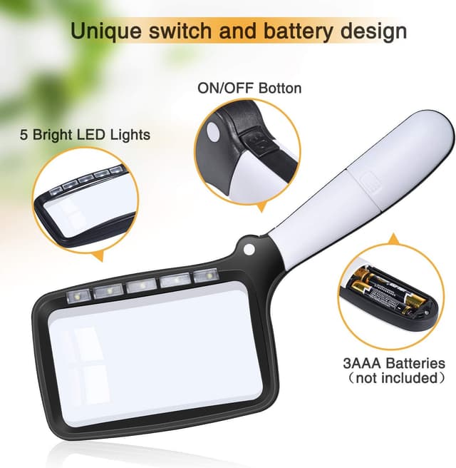 Thumbnail 5 de Kaome Klappbare Leselupe Groß 5 LED Vergrößerung