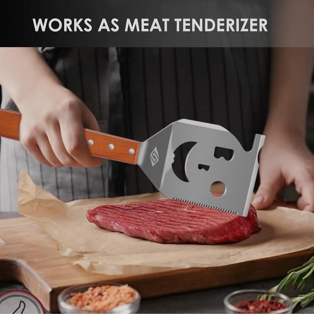 Thumbnail 6 de Grillspatel für Grill – 7-in-1-Grillwerkzeug mit Holzgriff (Smiley-Grill-Spatel)