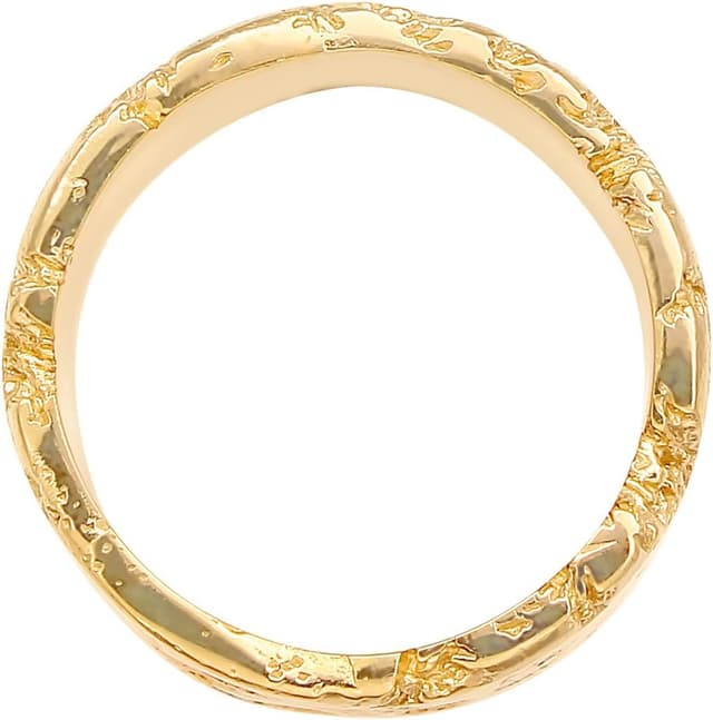 Detalle de Kuzzoi Herrenring (12,5 mm) aus 925 Sterling Silber vergoldet – massiver Bandring mit Hammerschlag-Design