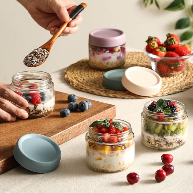 Thumbnail 5 de NETANY 6-pack 8oz Glass Jars with Airtight Lids