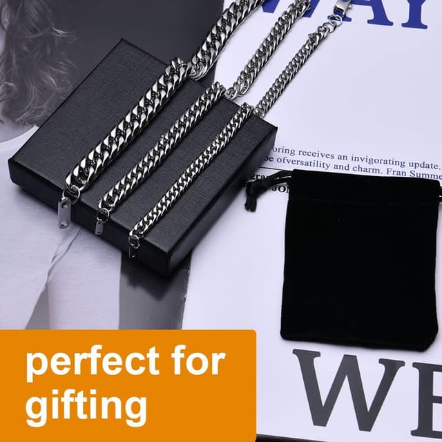 Detalle 2 de flintronic Bracciale in acciaio inox da uomo/donna con catena e fibbia magnetica