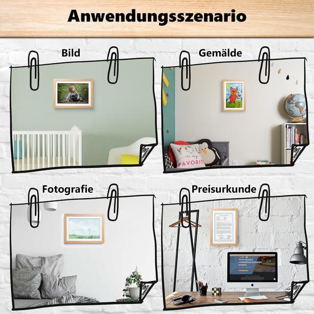 Detalle 2 de Kromapolis lot de 4 cadres photo A4 en MDF pour dessin d’enfant, couleur bois (collage)