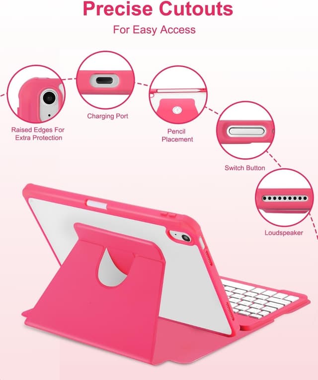 Thumbnail 6 de EAMPANG iPad keyboard case with rainbow backlit detachable keypad for 11th/10th gen A3354/A3355/A3356 and A2696/A2757/A2777/A3162