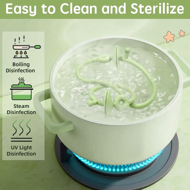 Detalle de AiTuiTui Baby High Chair Suction Toy (Green) – Multi-purpose sensory toy with wooden ring