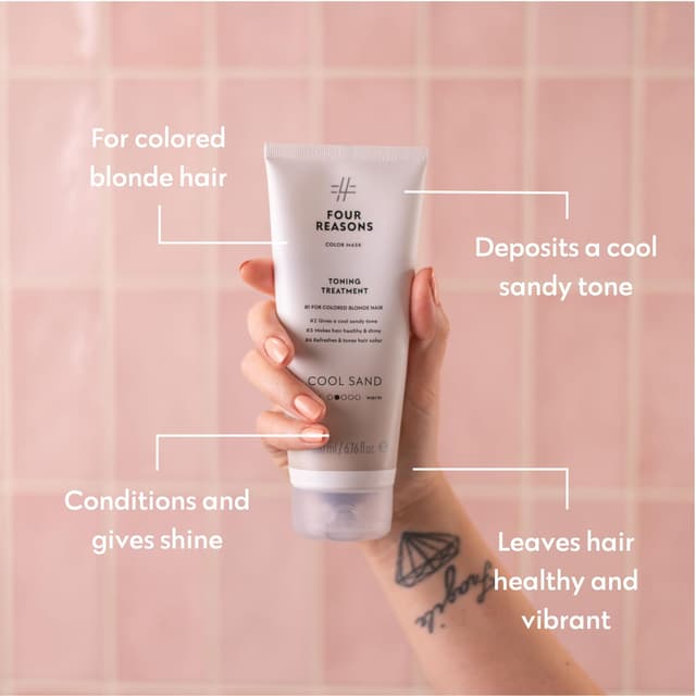 Detalle de FOUR REASONS Color Mask in Cool Sand Blonde (27 Colors) – Hair Gloss & Color Depositing Conditioner (6.76 fl oz)