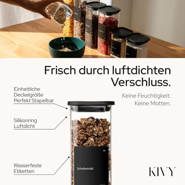 Thumbnail 5 de KIVY Vorratsgläser eckig 12er Set 🥣