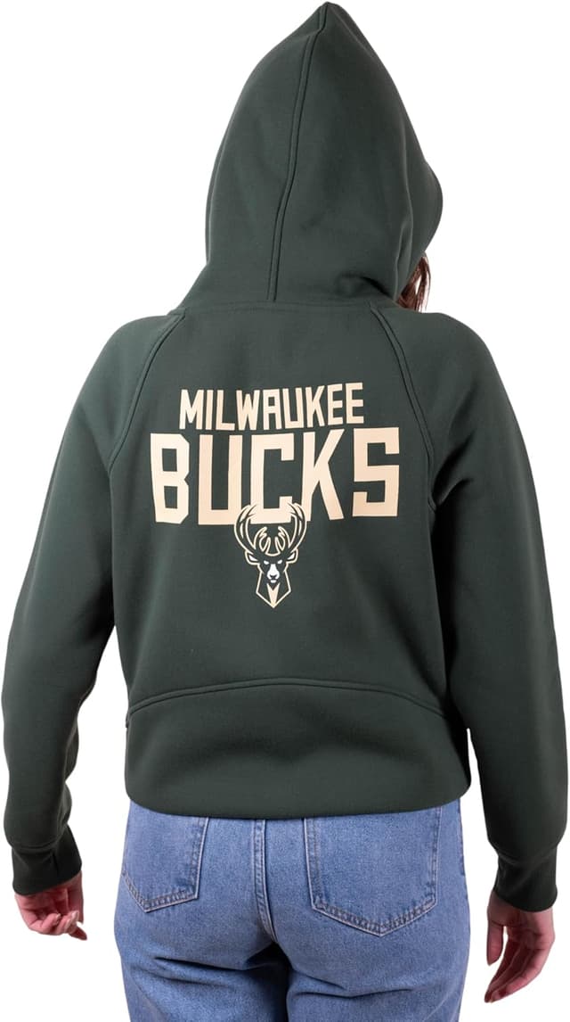 Detalle de Ultra Game Women’s NBA Official Super Soft Crop Top Full-Zip Jacket Hoodie