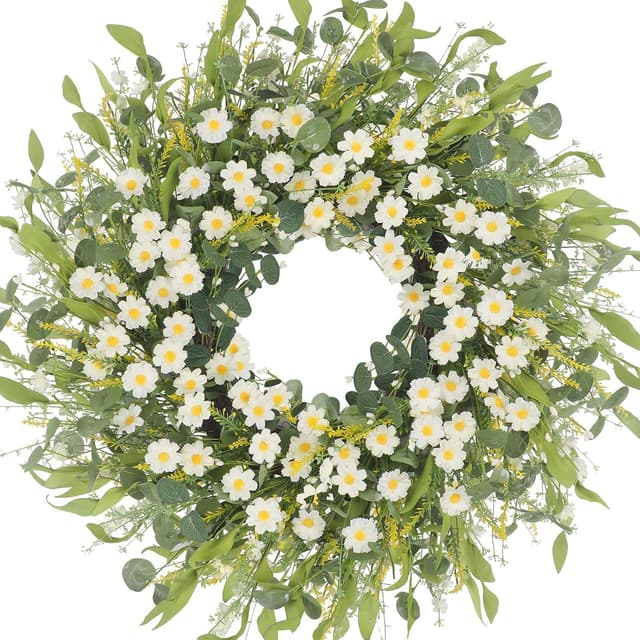 Detalle de LOKEISNA Summer Wreath 24" White Daisy 🌼