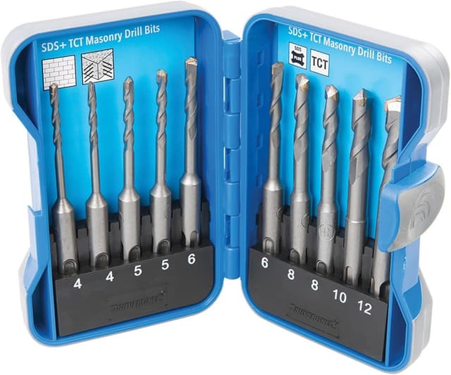 Detalle de Silverline 628645 — Jeu de 10 mèches TCT SDS Plus pour maçonnerie