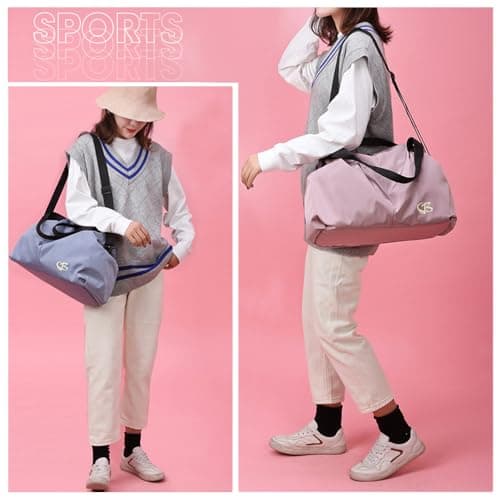 Detalle de Vllcsla Bolsa de deporte mujer pequeña con bolsillo húmedo (TPU) y 7 bolsillos, azul