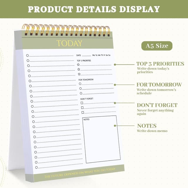 Detalle de To do list notepad 2 pack A5 planner 21 x 14 cm