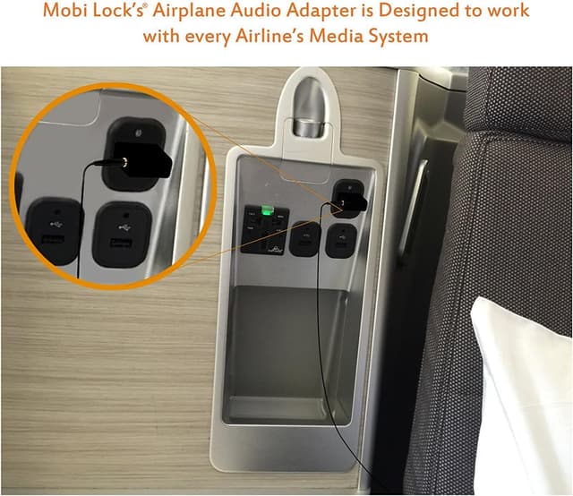Detalle de Mobi Lock Gold Plated Airplane Flight Headphone Adapters (2 pcs) – Use Your Own 3.5 mm Headphones