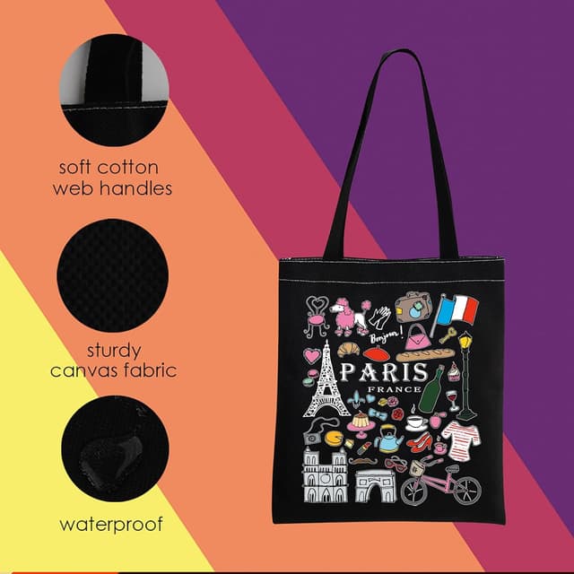 Detalle de Generic Paris Tote Bag (Unisex) – Water Resistant Polyester Bag, 33 cm x 22 cm x 1 cm