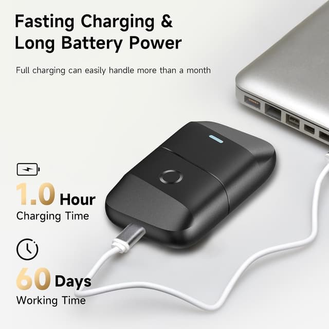 Detalle 1 de Shavers for Men Protable Foil Shaver with Double Floating Blade & UV Lamp (IPX7, USB‑C, cordless)