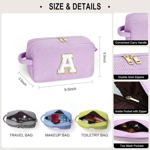 Detalle 2 de Parima Kosmetiktaschen-Set für Damen & Mädchen (12 Jahre), 2-teilig aus Cord in Lila