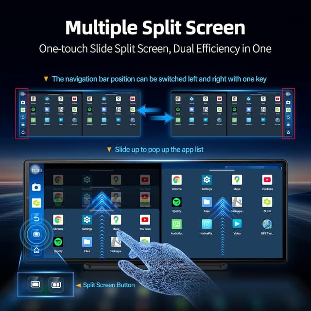 Detalle 2 de 11.3" QLED Android 8-Core 4G+64G CarPlay/Android Auto Screen with GPS, Split Screen & 1080P Rear Camera