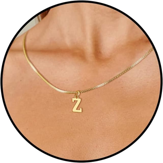 Thumbnail 6 de Esmoly Iniziale Collana Donna Oro 14K Choker con lettera A-Z, lunghezza 16+2 inches
