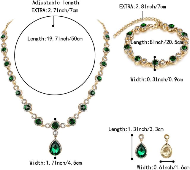 Detalle de Parure de bijoux Clearine Femme Vogue : collier, bracelet, pendentif et boucles en cristal autrichien