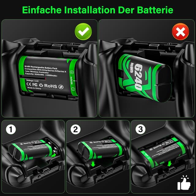 Thumbnail 6 de ZRZLMVP Xbox Controller Akku 4x6240mWh