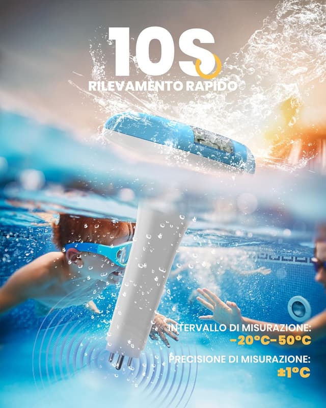 Thumbnail 6 de Baldr Solare Termometro Piscina Galleggiante con display LCD e sonda metallica, IPX8