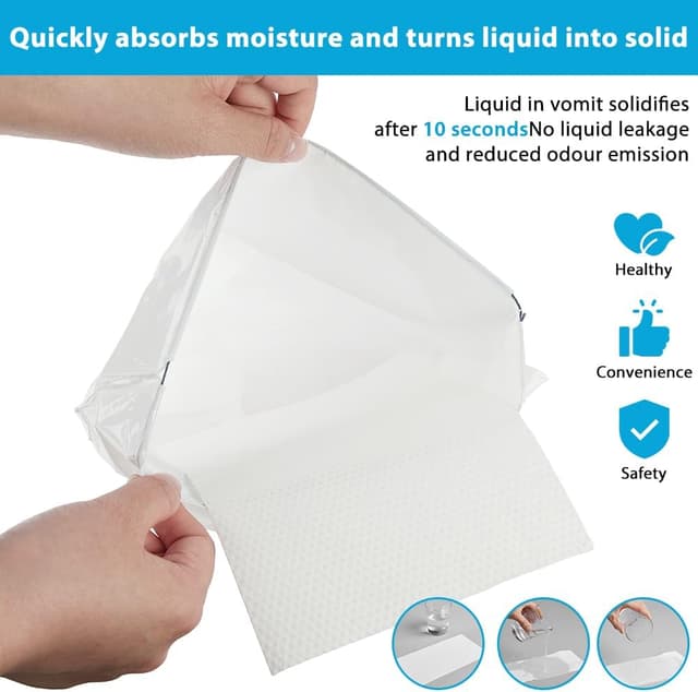 Detalle 2 de AOGOE Sacs à Vomi 1000 mL 36 pcs 🤢
